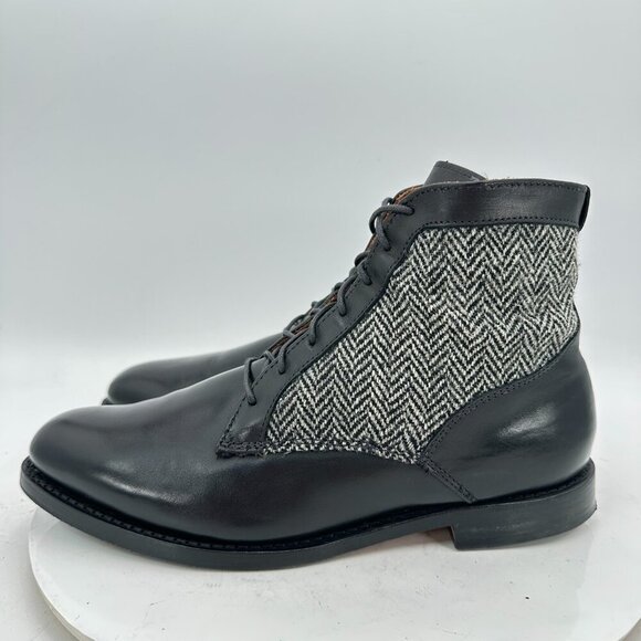 Allen Edmonds Shaker Heights Men Size 9D Black Grey Leather Tweed Ankle Boot - Picture 1 of 11
